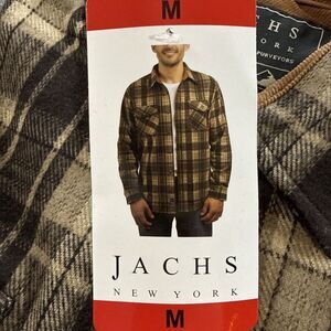 Jachs New York Men's Flannel Shirt Button Up Plaid Size Medium Brown NWT